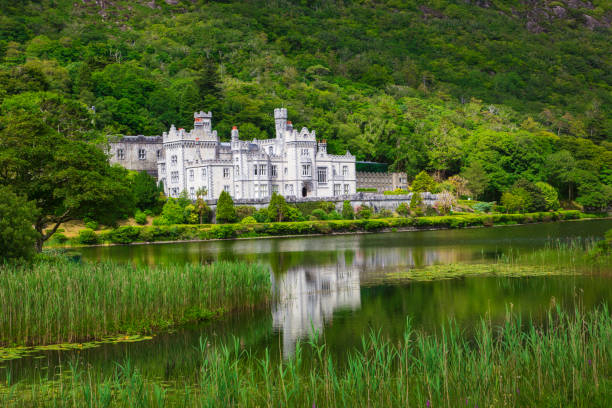Kylemore Abbey on the lake. National Park Connemara in Ireland. 